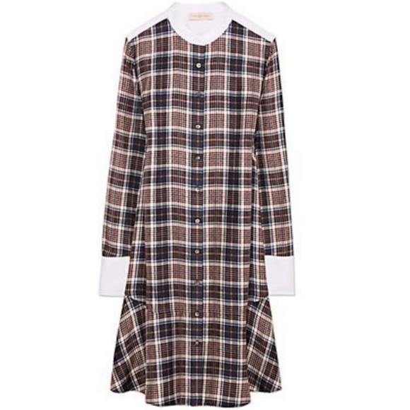 New Cora Milano Tartan Plaid Silk Shirtdress - Picture 6 of 12